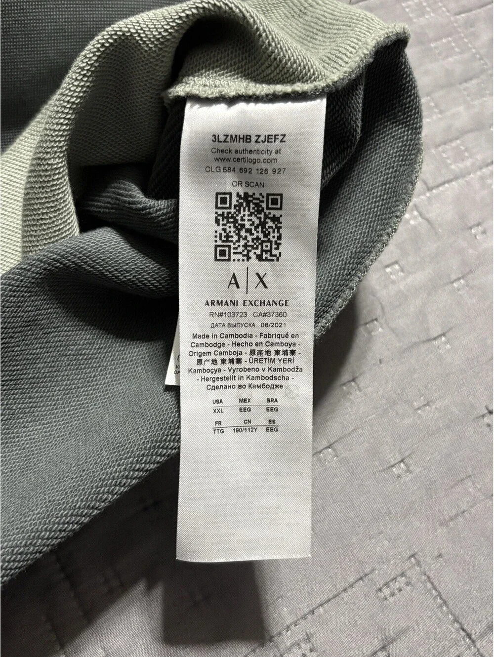 Armani Exchange Men Pull-over Paint Brush Camo Back Logo , Urban, 2XL